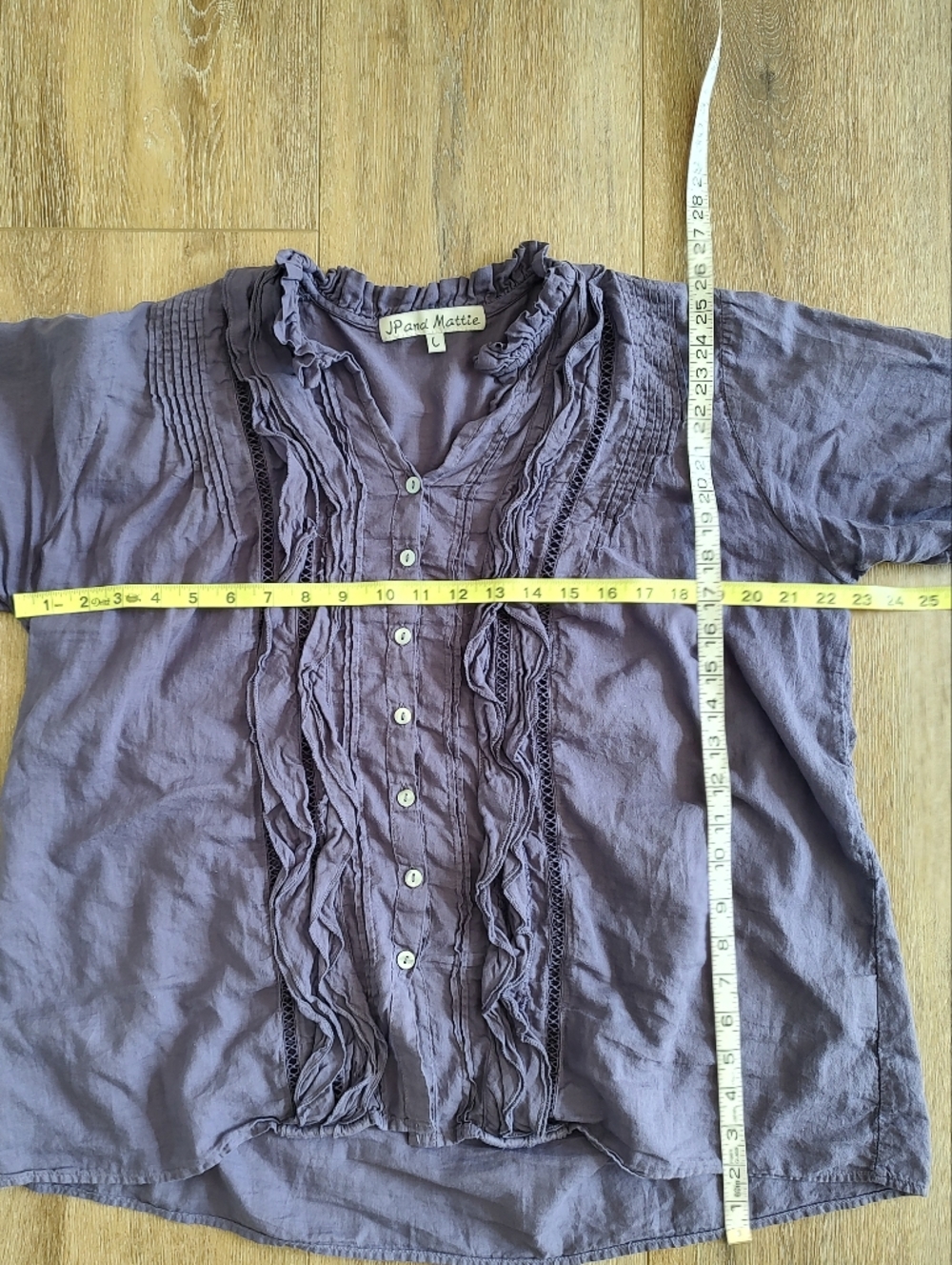 JP And Mattie Sundance Madeline Romantic Cotton Ruffle Top Purple Size L - Picture 2 of 8